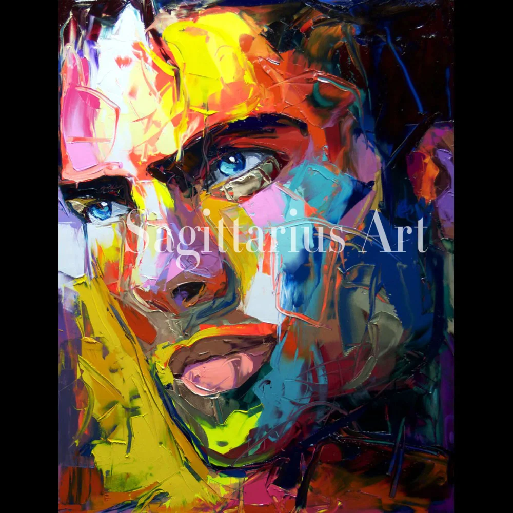 

Hand Painted Francoise Nielly Designer Untitled 557 Palette knife Abstract Oil Painting Canvas Fine Artwork Cool Face Home Decor