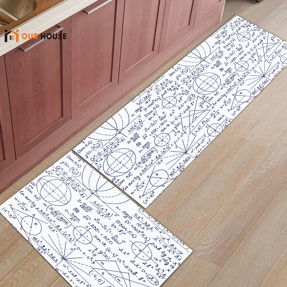

Ourhouse Geometry Mathematical Formula Doormats For Entrance Way Dirt Debris Mud Trapper Boot Shoes Scraper Non Slip Backing