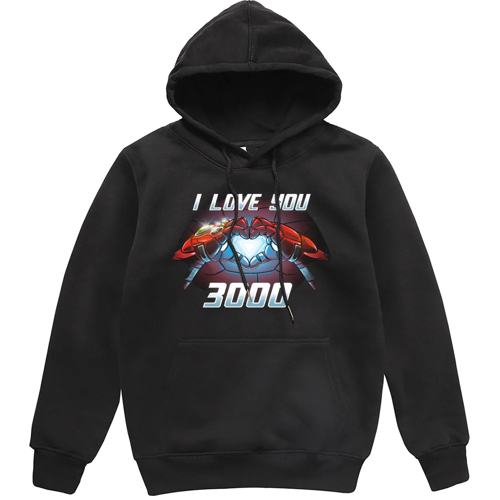 Superhero Iron Man Tony Stark Hoodie Men Autumn Winter Printed I Love You 3000 Pullover Fashion 3