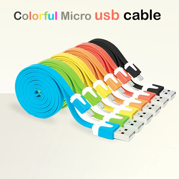NEW 1 meter colorful flat Micro USB Cable 2.0 Data sync Charger cable For Samsung galaxy phone and android Free shipping! | Мобильные