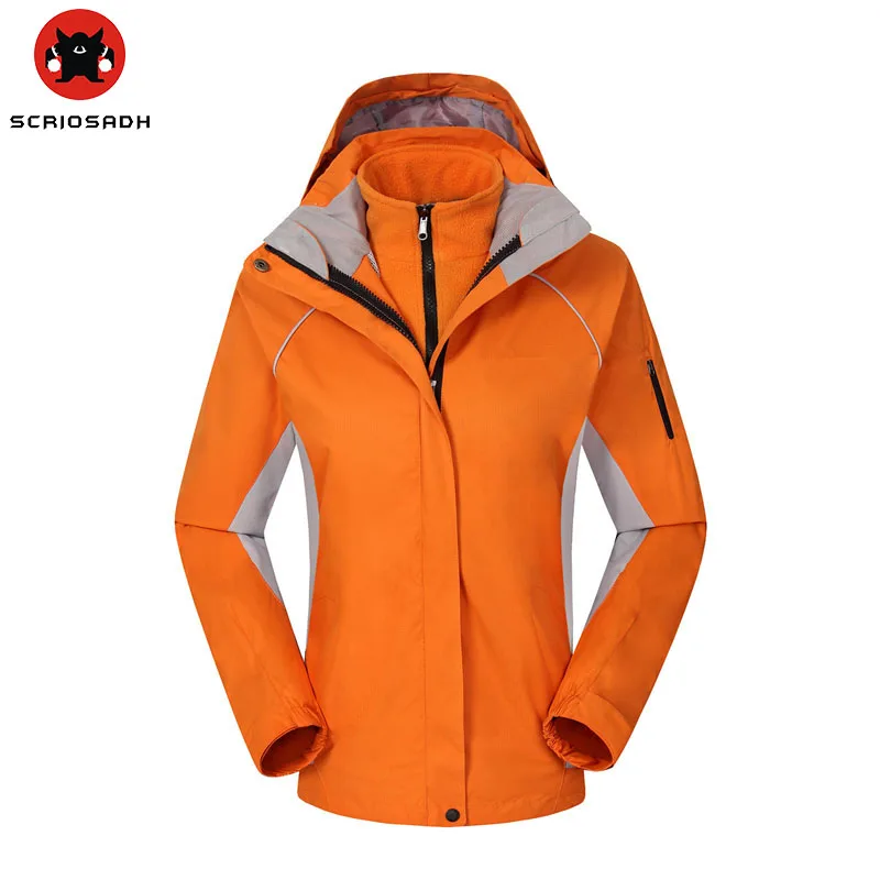 

2019 Winter Outdoor Hiking Soft shell Thermal 3 in 1 Jacket Women Waterproof Windproof Fleece Camping Hiking Soft shell Jacket