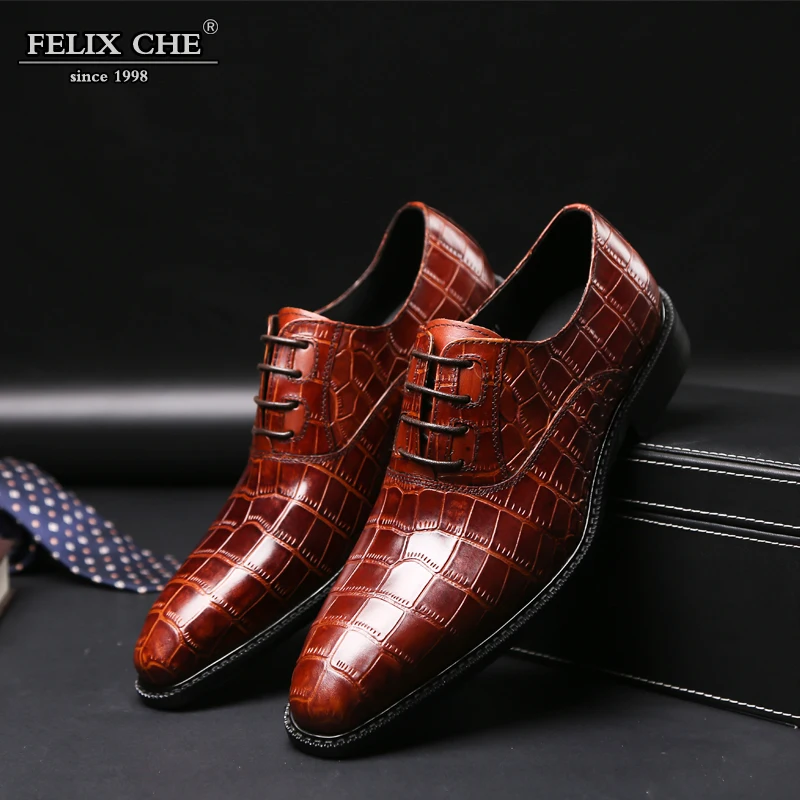 

FELIX CHU DESIGNER MENS GENUINE LEATHER CROCODILE PRINT DRESS OXFORDS WEDDING SHOES ITALIAN STYLE MENS FORMAL SHOES GENTS SUITS