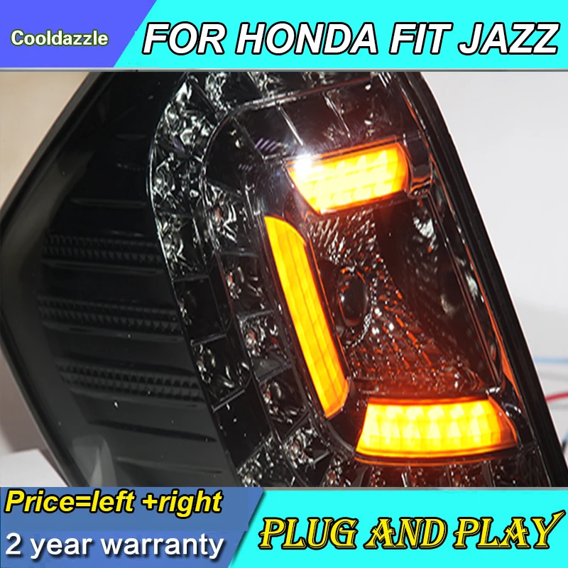 Для Honda Fit Jazz светодиодный задний фонарь Хэтчбек 2009 2010 2011 2012 год дымовые черные задние фонари задний фонарь стояночный сигнал поворота