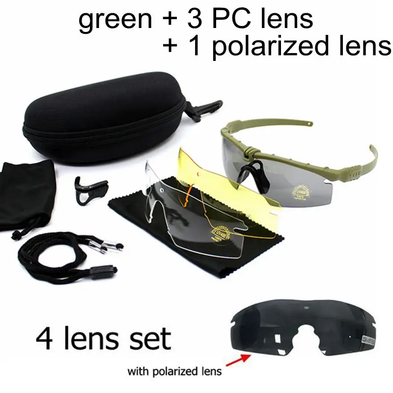 Армейские очки с защитой UV400, тактические очки, военные очки для стрельбы, пейнтбола, тактические поляризованные мужские солнцезащитные очки