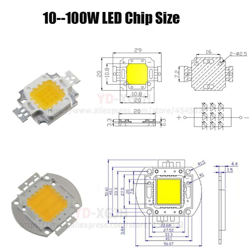 Светодиодная лампа SMD высокой мощности с COB матрицей 10 Вт 20 30 50 100 теплый холодный