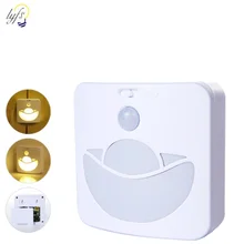 Светодиодный PIR инфракрасный человеческий индукционный датчик Ночной свет три режима Светодиодные лампы для шкафа для ступеньки спальни Прихожая ночник