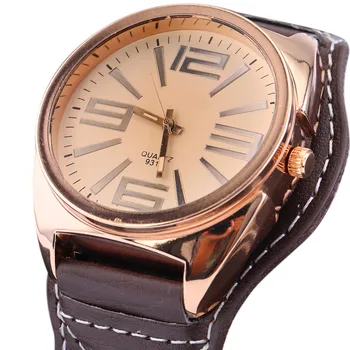 

Mens Luxury Brand Watches Women Width Leather Band Casual Quartz Wrist Watch bracelet manchette femme de luxe Girls Gifts Clock