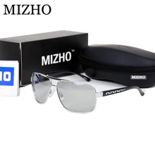 MIZHO HD All-weather Use Color Sunglasses Men Polarized Night Vision Square Aluminum Frame Luxury Photochromic Glasses For Men