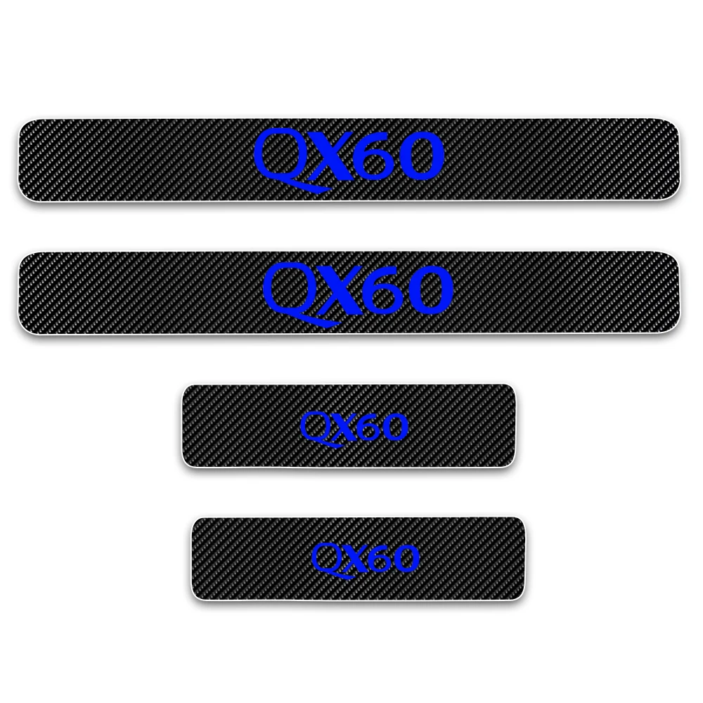 

For Infiniti QX60 Car Accessories Car Door Sill Step Protector Carbon Fiber Vinyl Stickers Door Threshold Plate Scuff Plate 4Pcs