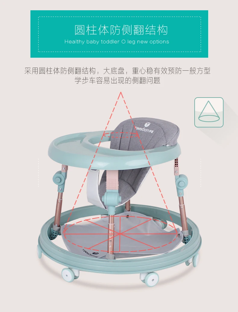 Детский автомобиль-ходунки Pu Подушка babywalker 7-18 месяцев дети анти-опрокидывающийся автомобиль многофункциональный толчок может взять ребенка wakler