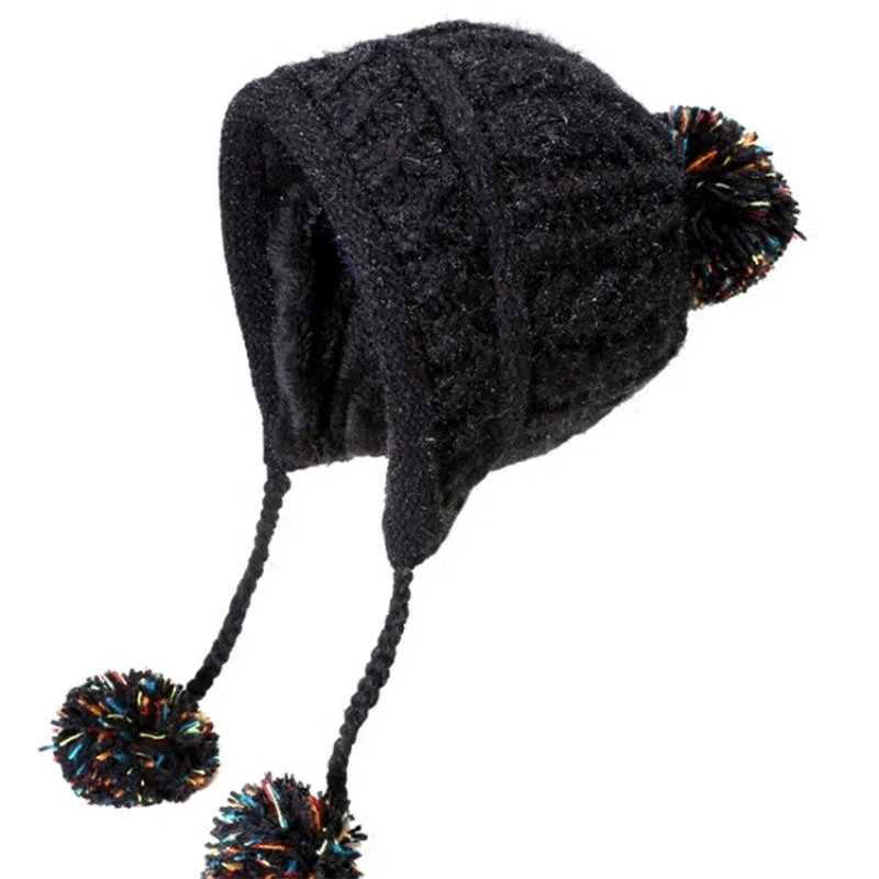 EOEODOIT женские зимние шапки-бомберы, теплые толстые шапки с защитными ушами, вязаные шапки Skullies для девочек, симпатичный помпон с помпоном