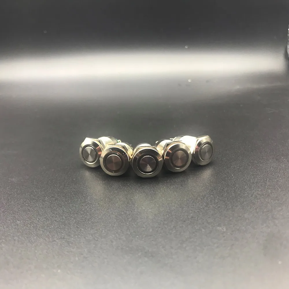 

12mm metal button switch self-locking flat head annular strip light waterproof led small switch button 12V24V220V
