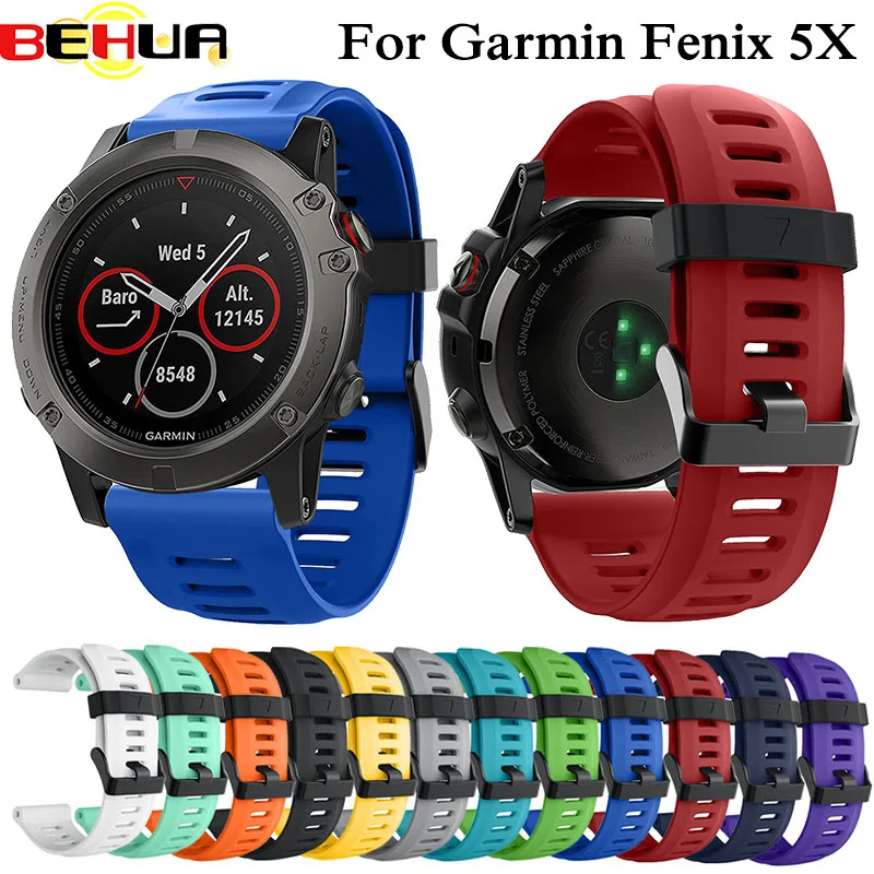 

26mm Sport straps for Garmin 5X 5X Plus 6X 6X Pro Fenix 3 3 HR GPS Smartwatch Strap Silicone Replacement Watch Band bracelet