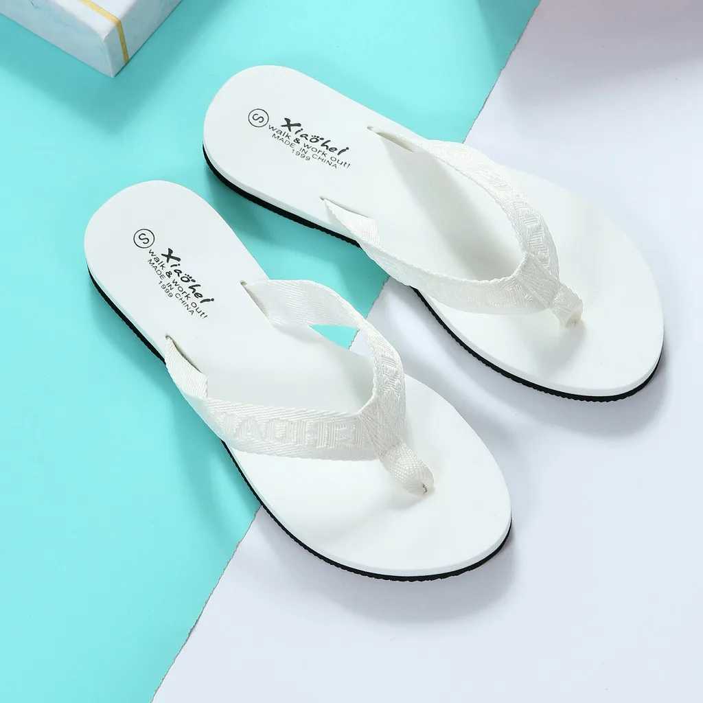 

2019 Spring Autumn New Women's Sandals Flip Flops Flat Bottomed Solid Color Casual Soft Leisure Comfortable Beach Slippers