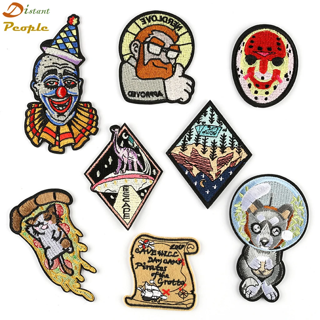 

Cartoon Clown And Animal DIY Embroidered Patches Stripes on Clothes Patch Heat Transfer Washable Badges Patch