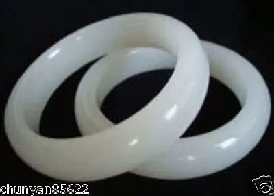

100% real natural A Pair Of White Jade Bless Bracelet Bangles style Fine jewe Noble 100% Natural jade