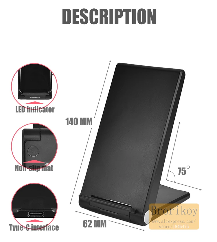Qi Беспроводное зарядное устройство док-станция складной портативный 15 Вт для iPhone 8 X Xs samsung S10 S9 S8 мобильный телефон индукция быстрое зарядное устройство QC 3,0