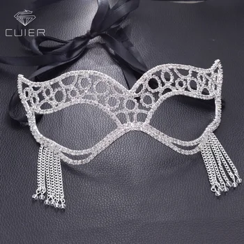 

crystal glass tassel fashion Women mask Masquerade party handmade beads jewelry Ladies Hawk eye Face Decorations MK-15