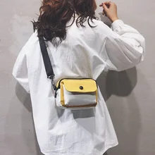 Новая мода Женская, холщовая небольшая сумка через плечо сумка почтальона сращивания квадратные сумки Сумки из натуральной кожи кошелек с клапаном для Для женщин защита от кражи