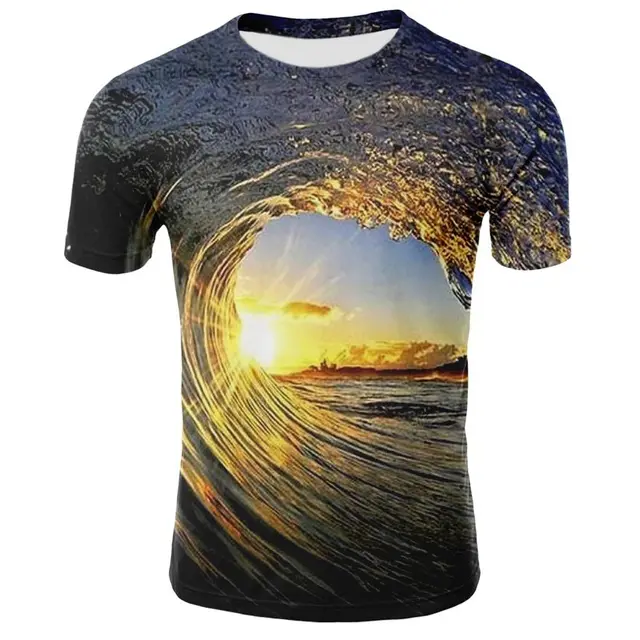 streetwear men t shirt casual top white sea print 3d t shirt men/women space galaxy harajuku