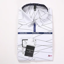 Dudalina Sergio k Camisa Новая мужская рубашка с геометрическим принтом Мужская Повседневная рубашка с коротким рукавом плюс размер брендовая мужская