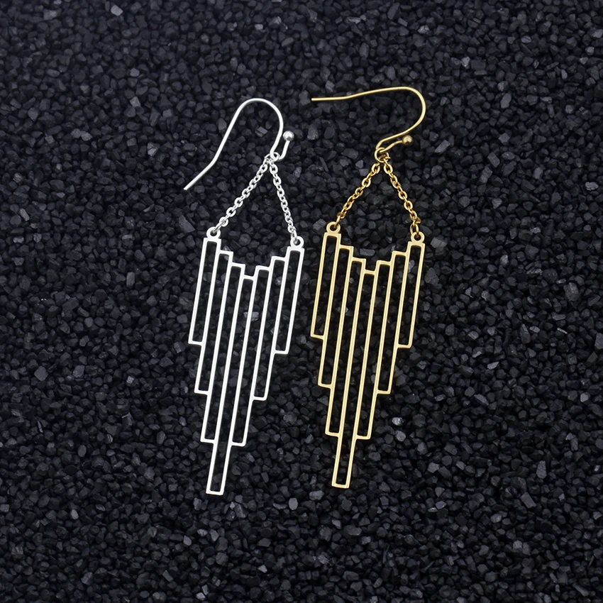 Modern Geometry Art Deco Dangle Earrings Women Bohemia Jewelry Stainless Steel Long Drop Earring Statement Bijoux Sister Gifts
