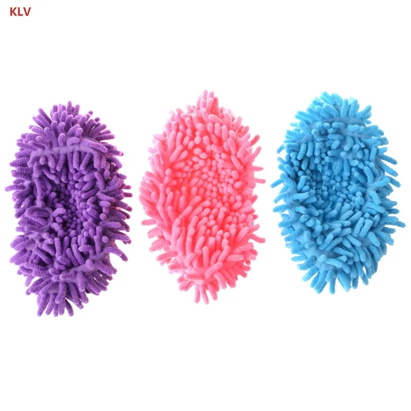 KLV/моющиеся сс тапочки обувь Multi-Функция пыли пол уборки дома обувь Обложка для Ванная комната офисные Кухня дом (розовый