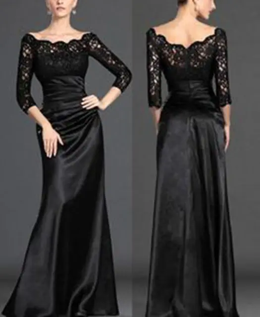 2015 Under 100 Long Black Lace Modest Prom Dresses With Sleevesin Prom Dresses from Weddings
