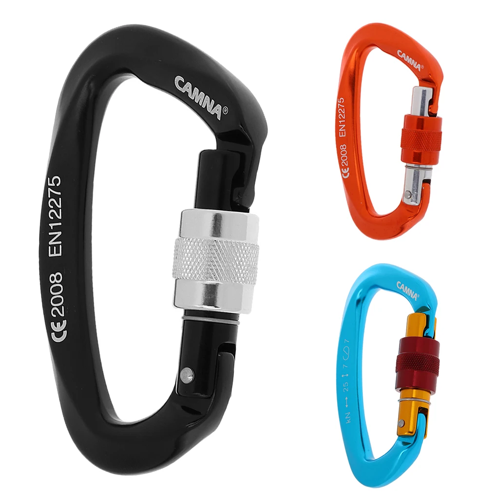 

25KN D-ring Screw Locking Safety Rock Climbing Carabiner Outdoor Rappelling Rescue Caving Equipment aerial work - CE Approved