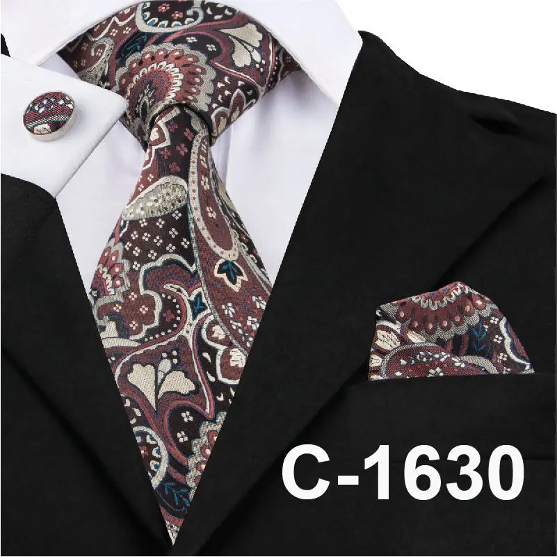 C-1230 новейший дизайн печати шеи галстук, шейный платок и запонки печати Мужчины s комплект галстуков с брендом Hi-галстуки мужские галстуки - Цвет: C-1630