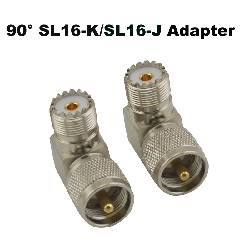 SL16-K (UHF SO239 Female)/SL16-J (PL259 UHF Male) jack 90 RIGHT angle RF Adapter walkie talkie connector