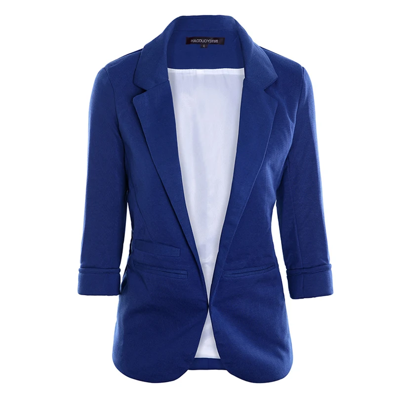 Domoda haoduoyi осень 2017 г. модные женские туфли 7 цветов Slim Fit Blazer Куртки зубчатый три