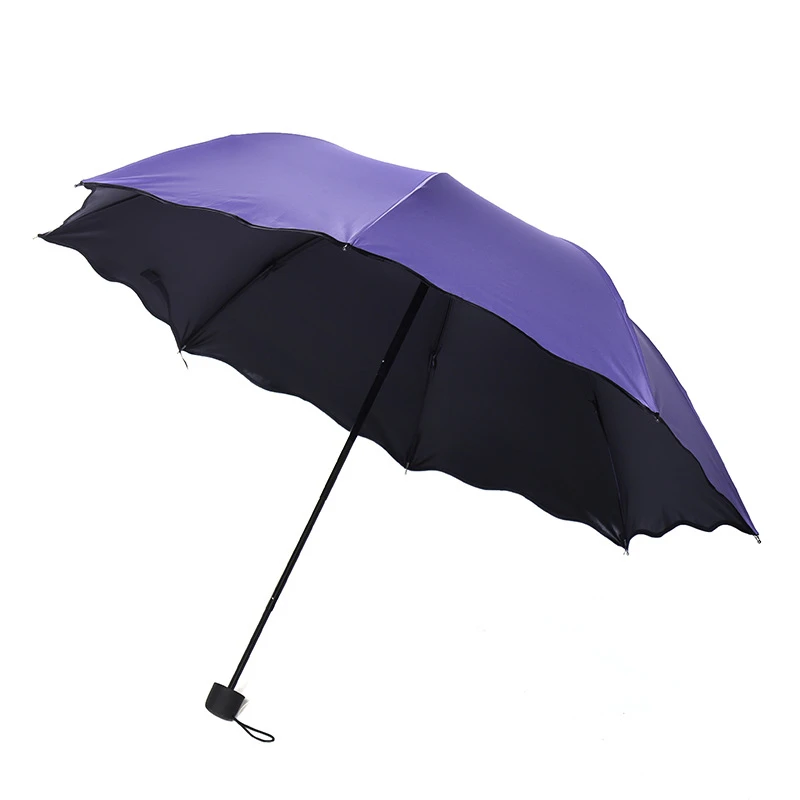 1 PC Women Rain Umbrella 3 Folding Windproof Sunscreen Magic Flower