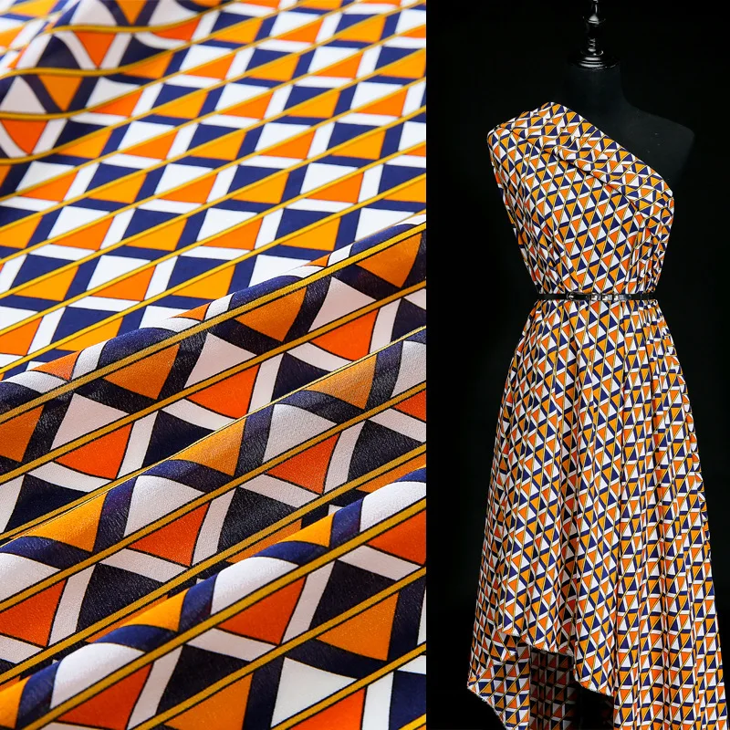 

14mm 1.4m width100% mulberry silk silk crepe DE chine abstract design printing summer dress shirt fabric