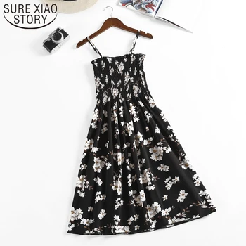 

Women Summer Elegant skirt Vestidos 2019 Femail Sleeveless Slim Cotton Spaghetti Strap Skirt 24 Colors 3653 50