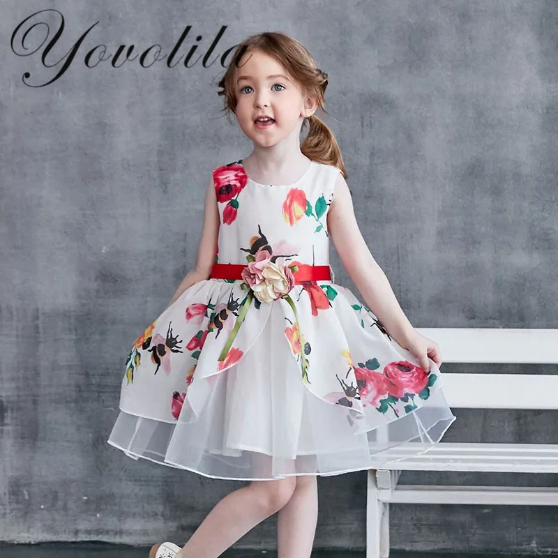 

Fashion Girls Dress New Kids Dresses For Girls European Style Baby Girl Summer Clothes Vestido De Festa Print Princess Dress