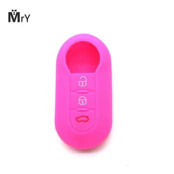 

3Buttons Remote Auto Folding Flip Key Blanks Case Silicone Car Key Cover Case for Fiat 500 Grande Punto Stilo 500x Panda Ducato