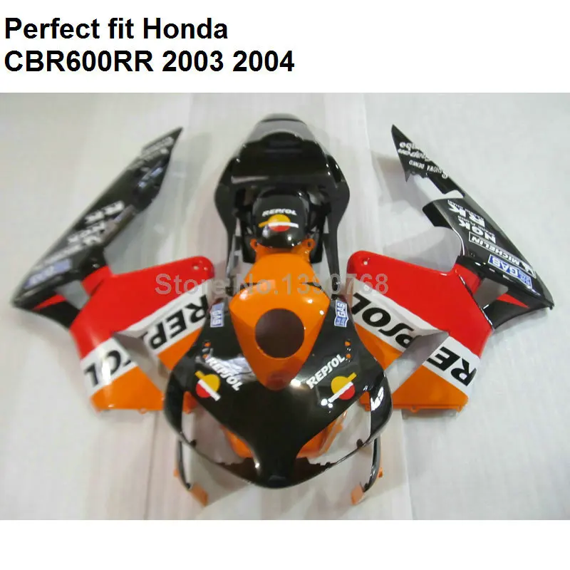 

High quality ABS fairing for Honda orange black CBR 600RR 2003 2004 03 04 fairings kit CBR600RR F5 BM61