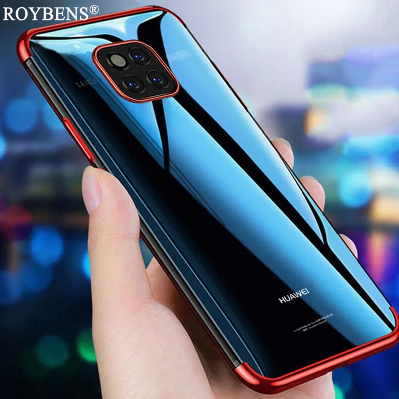 

Soft Silicone Transparent Case For Huawei Mate 20 Pro Silver Frame Clear TPU Cover Case For Huawei Mate20 Mate 20 Lite Slim Capa