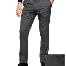 Для Мужчин серый толстый формальный костюм брюки Шелковые штаны свободного кроя прямые брюки с западными Стиль для Бизнес мужской досуг костюм брюки