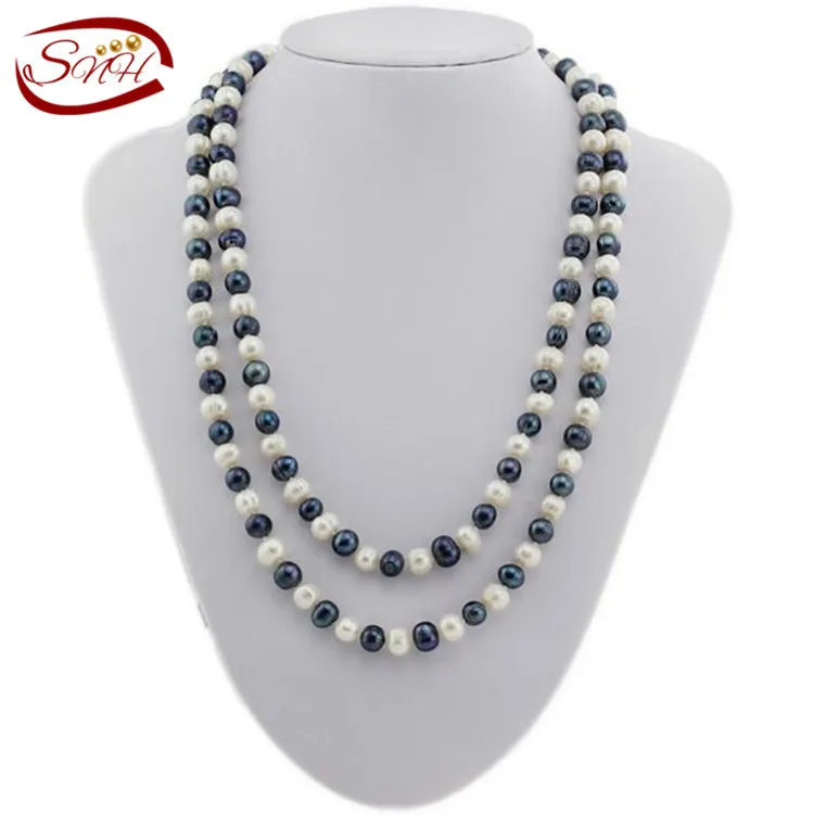 

Vintage Necklace 2015 New Design White NaturalFreshwater Pearl 160cm Long Necklace, Double Triple Necklace [DELIGHT]