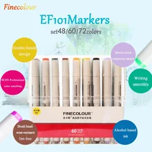 Finecolour EF101 имеют спиртовую основу художественный Эскиз Твин щетка Нетоксичная маркеры для школьных принадлежностей 24/36/48/72 Цвет комплект ювелирных изделий с коробкой