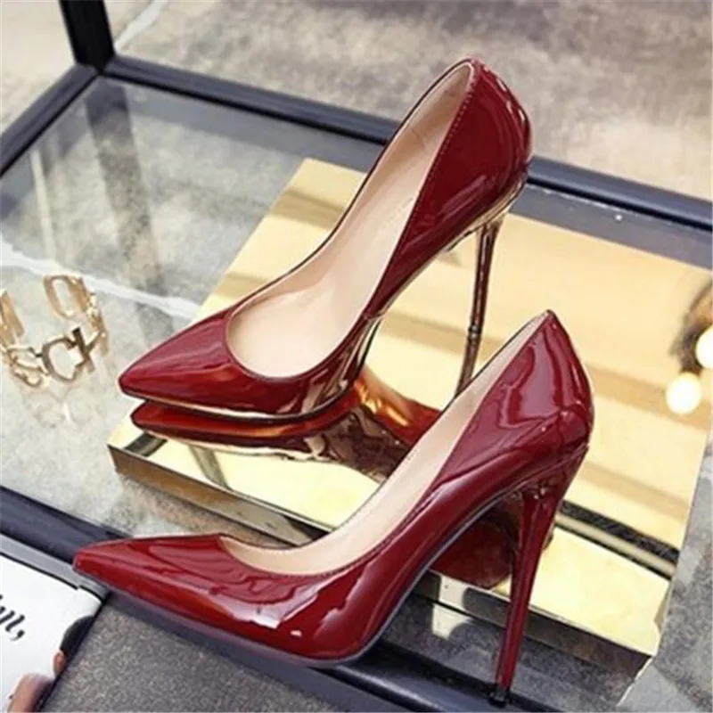 Brand Shoes Woman High Heels Women Shoes Pumps Stilettos Shoes For Women RED High Heels 12CM PU Leather Wedding Shoes