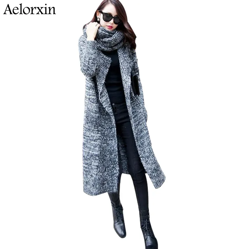 

Aelorxin 2017 Long Cardigan Women Sweater Winter Turtleneck Thick Warm Long Sleeves Women Sweaters Long Cardigans Poncho Women