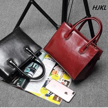 Женская сумка на плечо из натуральной кожи с масляным воском, простая кожаная сумка в европейском и американском стиле