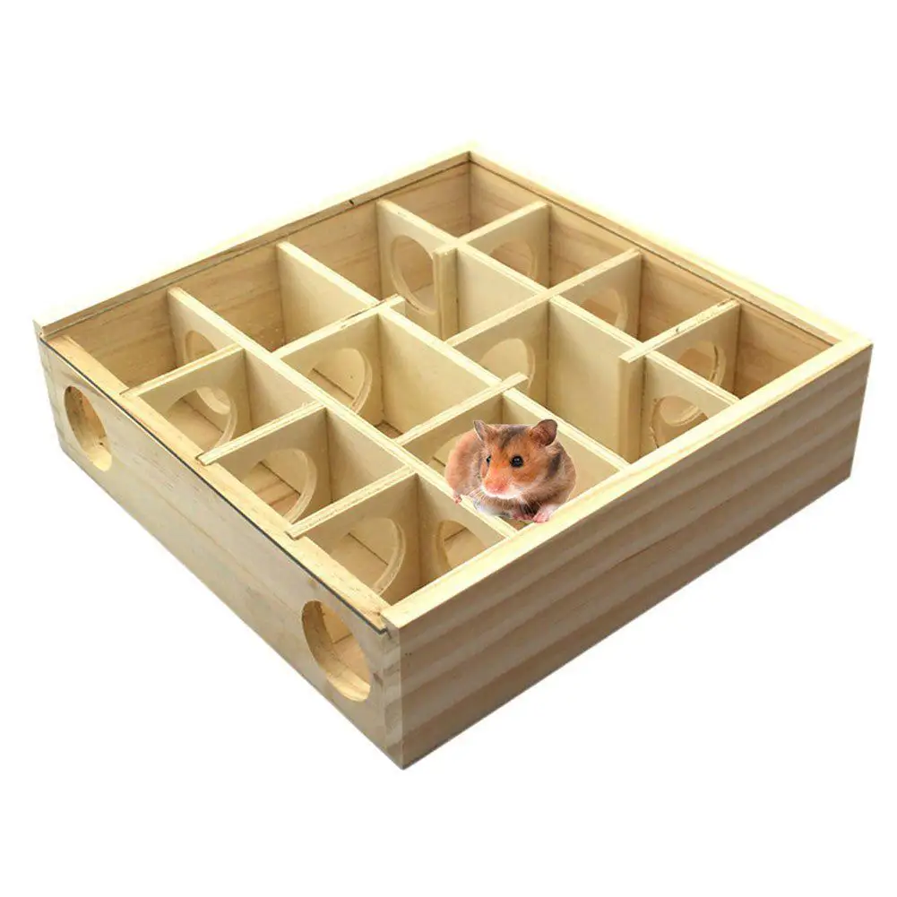 

Wooden Maze Tunnel Hole Toy Pet Hamster Rat Mouse Small Animal House Cage Decor