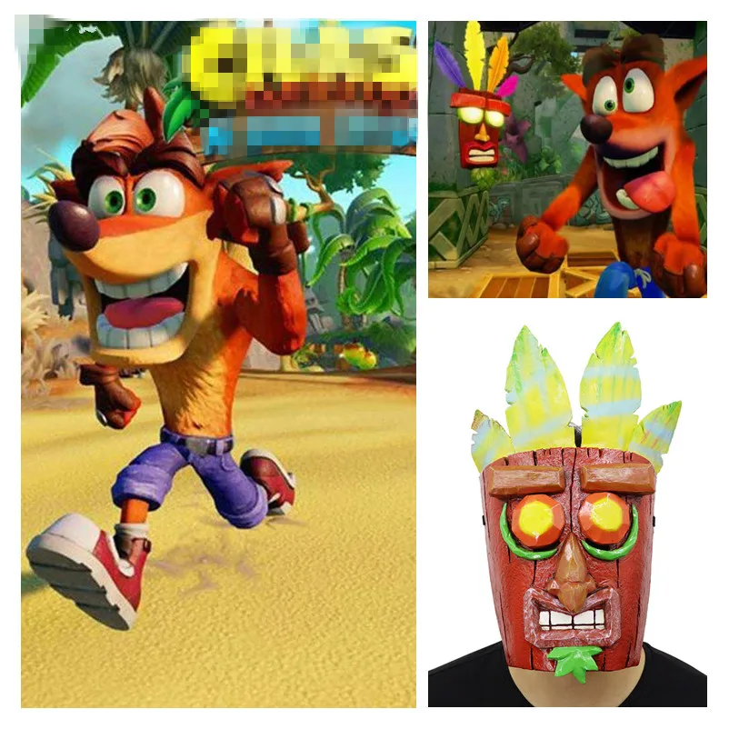 Новая игра Crash Bandicoot косплей маски шеф Aku Смола Маска Половина лица шлем карнавал вечерние Хэллоуин бутафория для маскарада