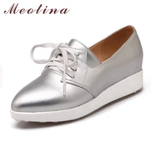 Shoes Women Mid Heels Lady’s Pumps Autumn Pointed Toe Platform Wedges Female Lace Up Solid Blue Shoes