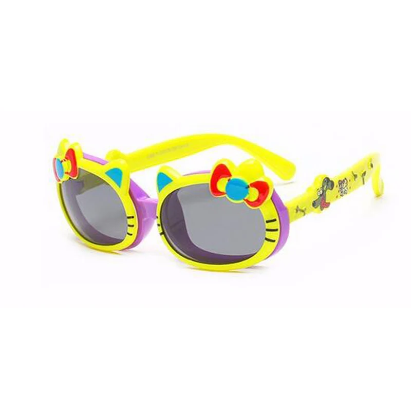 Новая мода для детей милый кот флип поляризованные Солнцезащитные очки для женщин Дети младенческой мультфильм TAC TR90 Защита от солнца Очки Открытый очки Óculos 859 - Цвет линз: prple frame yellow