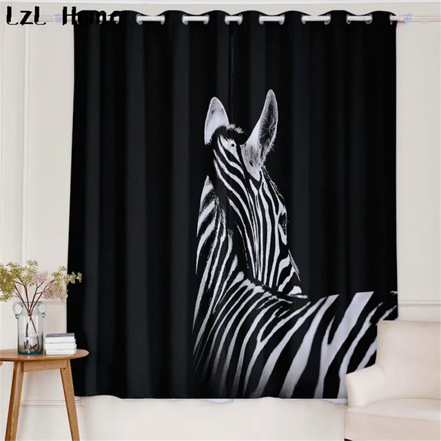 LzL Thuis dier patroon 3d gordijn zebra en herten met bril ... LzL Thuis dier patroon 3d gordijn zebra en herten met bril ...